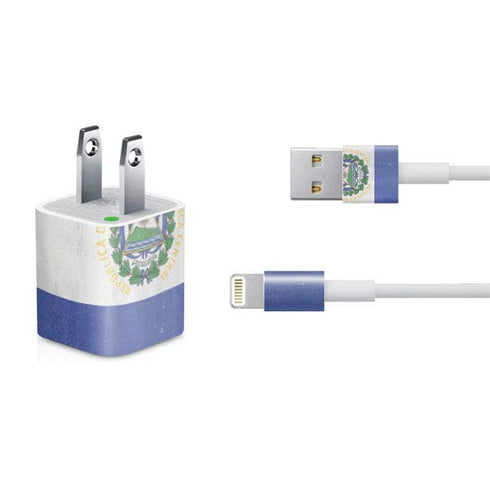 El Salvador Flag Distressed iPhone Charger (5W USB) Skin
