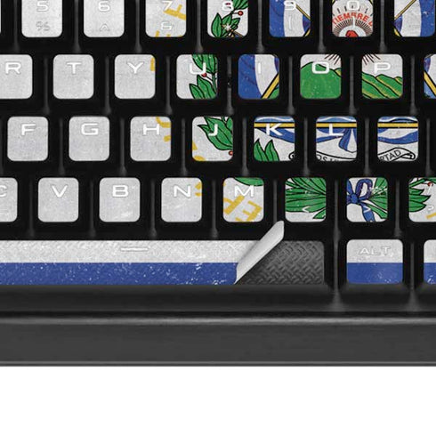 El Salvador Flag Distressed K95 RGB PLATINUM Mechanical Gaming Keyboard Skin