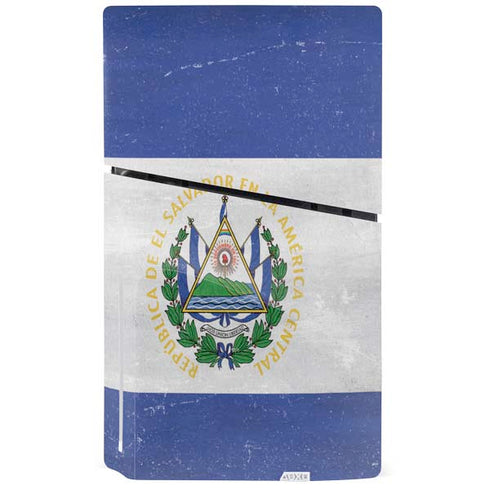 El Salvador Flag Distressed PS5 Slim Disk Console Skin