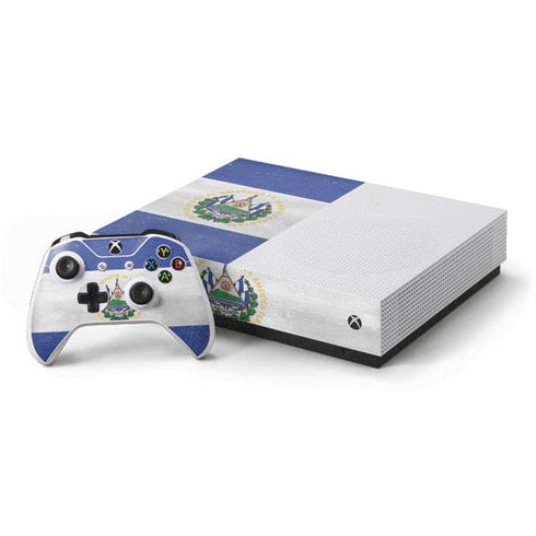 El Salvador Flag Distressed Xbox One S All-Digital Edition Bundle Skin