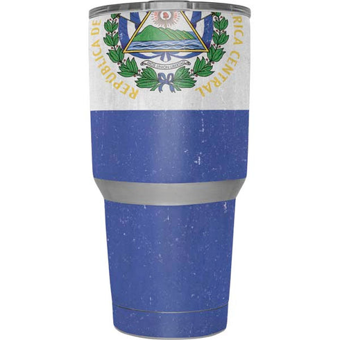 El Salvador Flag Distressed Yeti 30oz Rambler Tumbler Skin