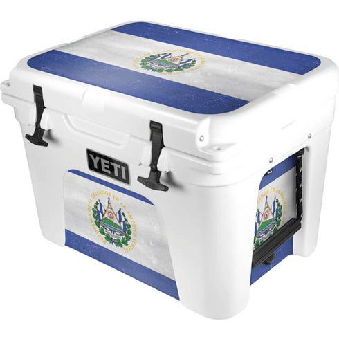 El Salvador Flag Distressed YETI Tundra 35 Hard Cooler Skin