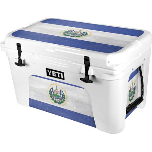 El Salvador Flag Distressed YETI Tundra 45 Hard Cooler Skin