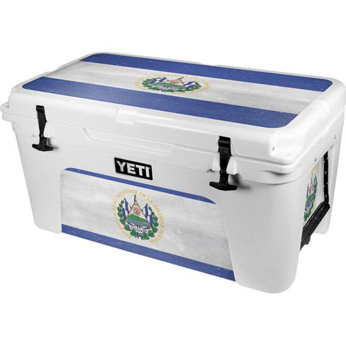 El Salvador Flag Distressed YETI Tundra 65 Hard Cooler Skin