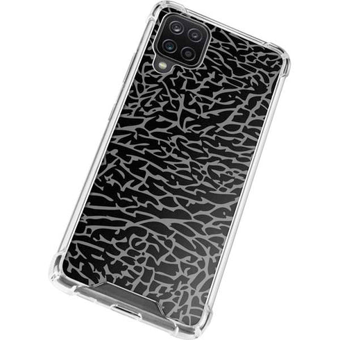 Elephant Print Black Galaxy A12 Clear Case