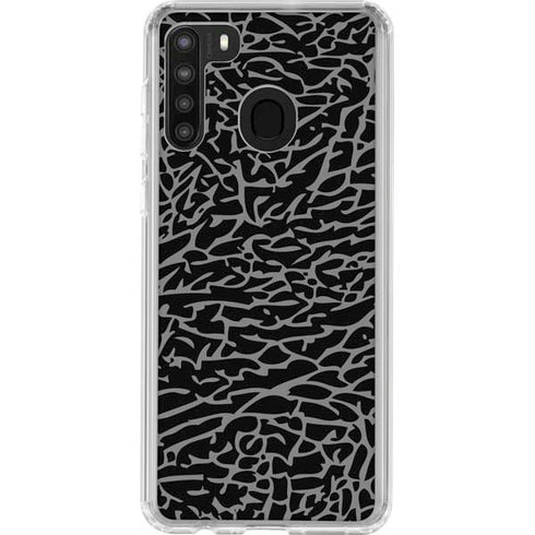 Elephant Print Black Galaxy A21 Clear Case