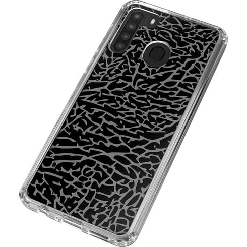 Elephant Print Black Galaxy A21 Clear Case