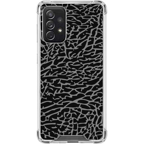 Elephant Print Black Galaxy A72 5G Clear Case