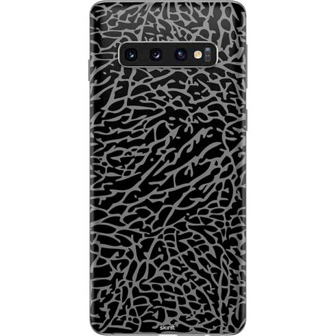 Elephant Print Black Galaxy S10 Skin