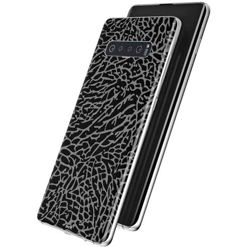 Elephant Print Black Galaxy S10 Skin