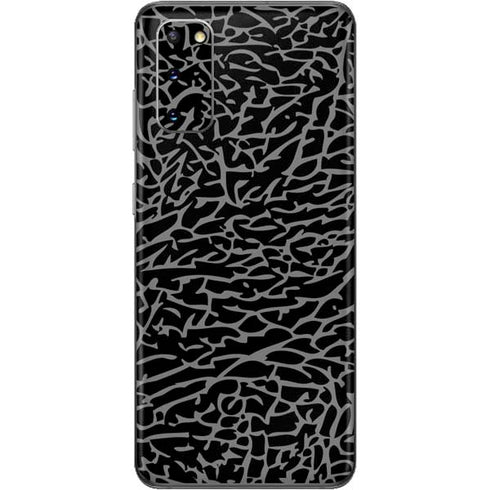 Elephant Print Black Galaxy S20 Skin
