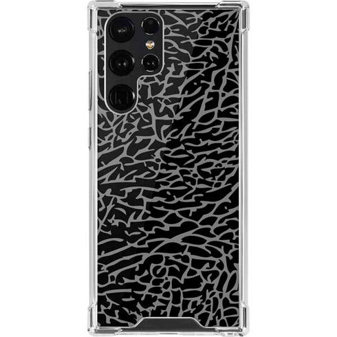 Elephant Print Black Galaxy S22 Ultra Clear Case