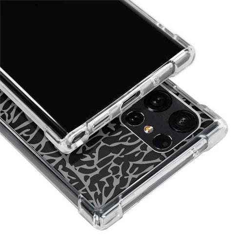 Elephant Print Black Galaxy S22 Ultra Clear Case