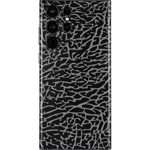 Elephant Print Black Galaxy S22 Ultra Skin