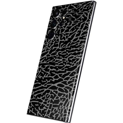 Elephant Print Black Galaxy S22 Ultra Skin