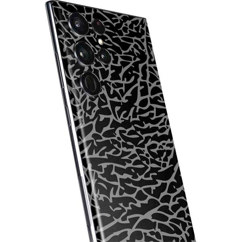 Elephant Print Black Galaxy S22 Ultra Skin