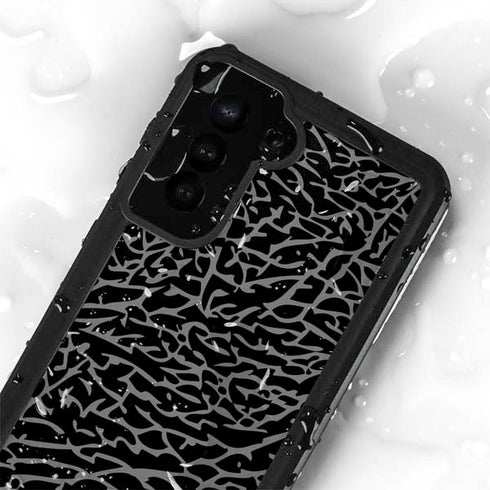 Elephant Print Black Galaxy S23 Plus Waterproof Case