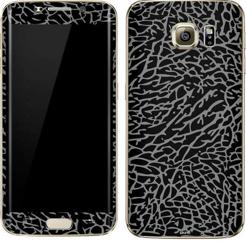 Elephant Print Black Galaxy S7 Edge Skin