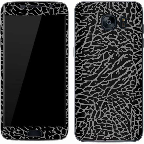 Elephant Print Black Galaxy S7 Skin
