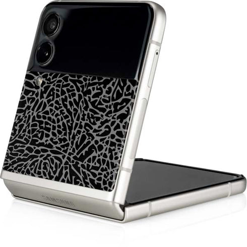 Elephant Print Black Galaxy Z Flip3 5G Skin