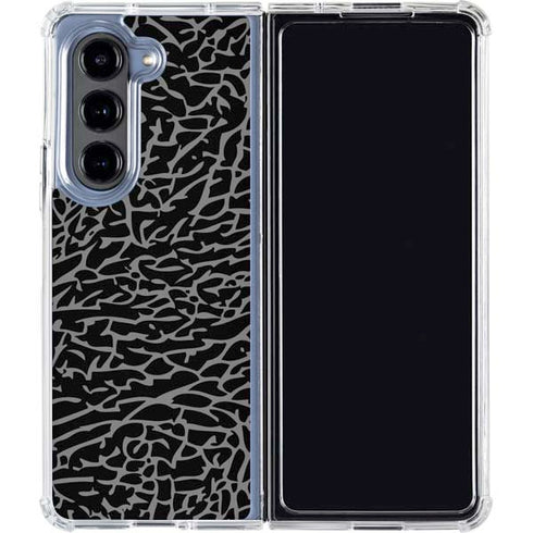 Elephant Print Black Galaxy Z Fold5 5G Clear Case