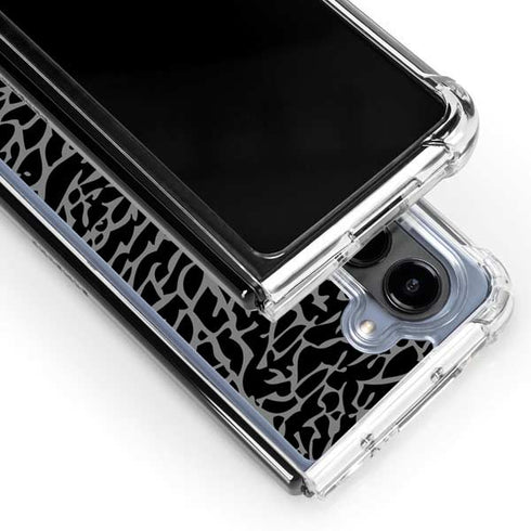 Elephant Print Black Galaxy Z Fold5 5G Clear Case