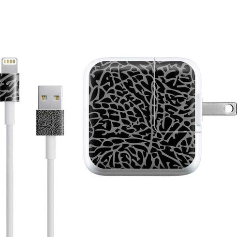 Elephant Print Black iPad Charger (10W USB) Skin