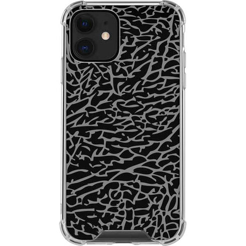 Elephant Print Black iPhone 12 Clear Case