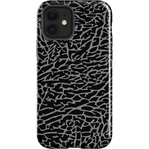 Elephant Print Black iPhone 12 Impact Case