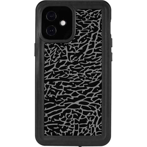 Elephant Print Black iPhone 12 Mini Waterproof Case