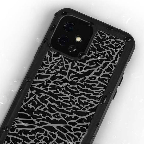Elephant Print Black iPhone 12 Mini Waterproof Case