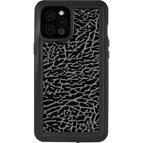 Elephant Print Black iPhone 12 Pro Max Waterproof Case
