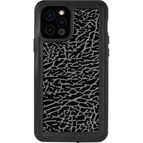 Elephant Print Black iPhone 12 Pro Waterproof Case
