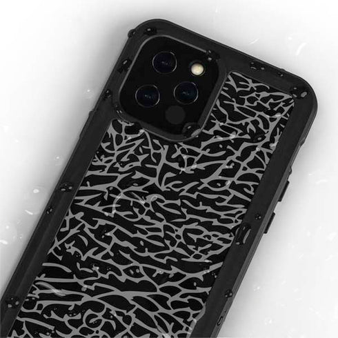 Elephant Print Black iPhone 12 Pro Waterproof Case