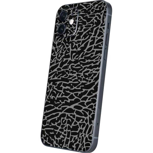 Elephant Print Black iPhone 12 Skin
