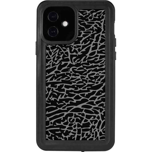 Elephant Print Black iPhone 12 Waterproof Case