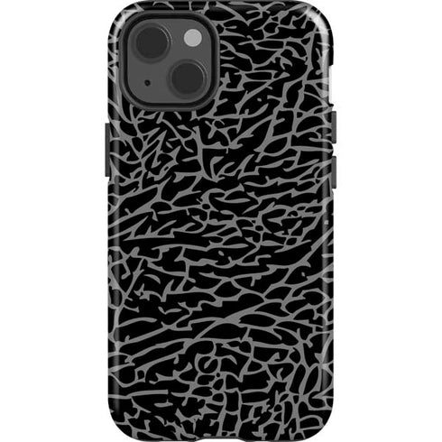 Elephant Print Black iPhone 15 Impact Case