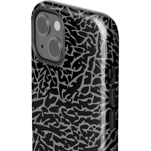 Elephant Print Black iPhone 15 Impact Case