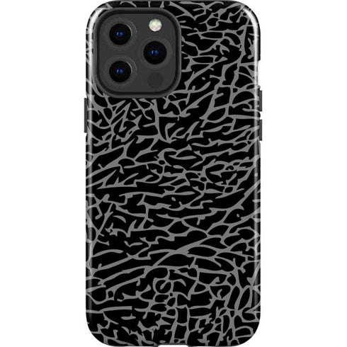 Elephant Print Black iPhone 15 Pro Max Impact Case