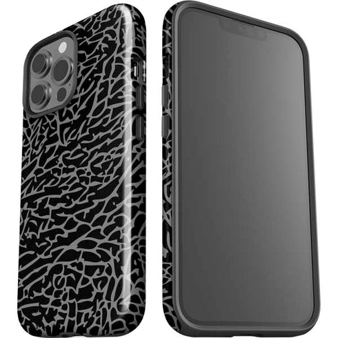 Elephant Print Black iPhone 15 Pro Max Impact Case