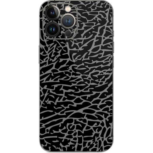 Elephant Print Black iPhone 14 Pro Max Skin