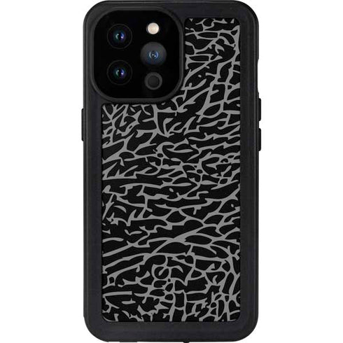 Elephant Print Black iPhone 14 Pro Max Waterproof Case