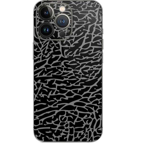 Elephant Print Black iPhone 15 Pro Skin