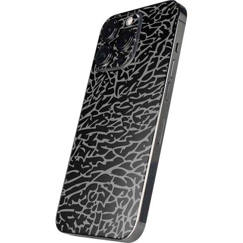 Elephant Print Black iPhone 15 Pro Skin