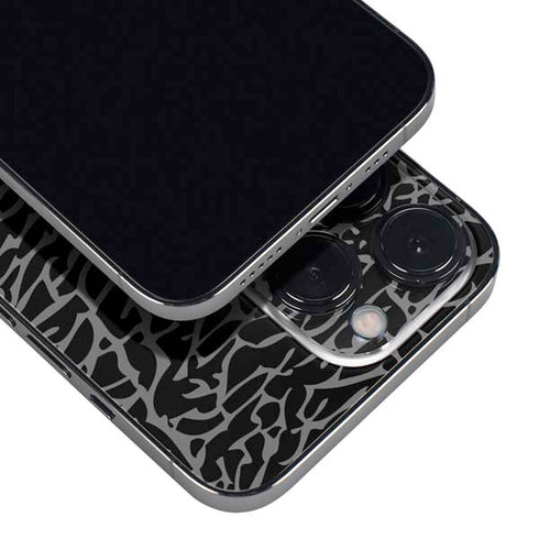 Elephant Print Black iPhone 15 Pro Skin