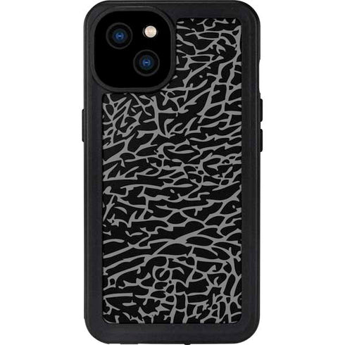 Elephant Print Black iPhone 15 Plus Waterproof Case