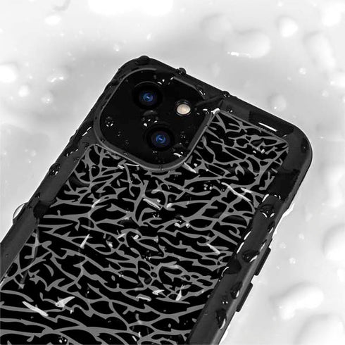 Elephant Print Black iPhone 15 Plus Waterproof Case