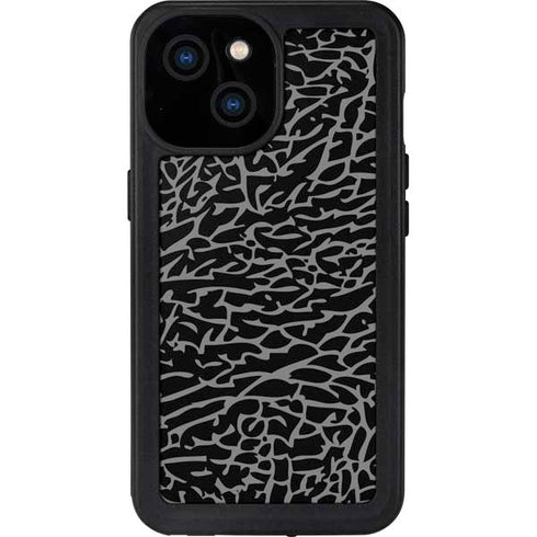 Elephant Print Black iPhone 15 Waterproof Case