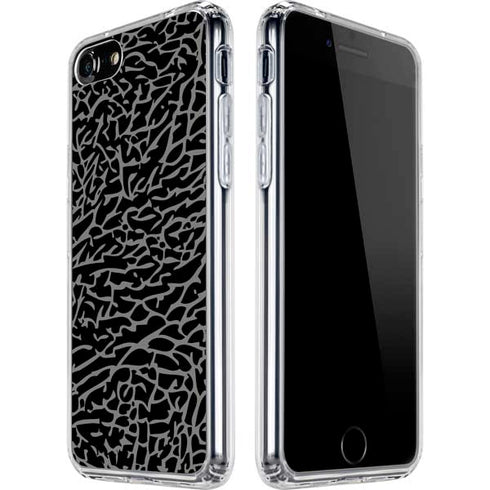 Elephant Print Black iPhone SE (2nd & 3rd Gen) Clear Case