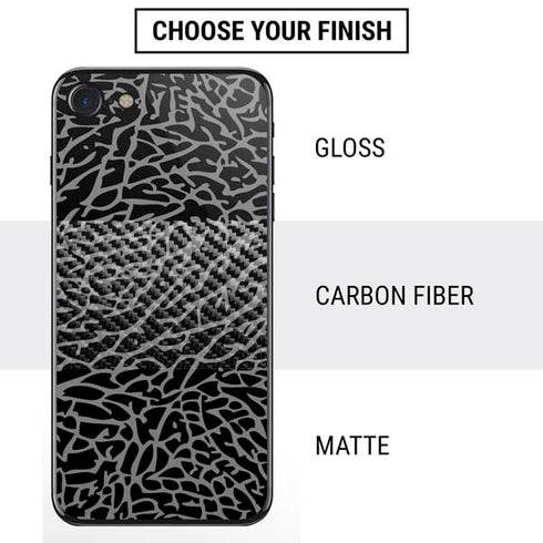 Elephant Print Black iPhone SE (2nd & 3rd Gen) Skin